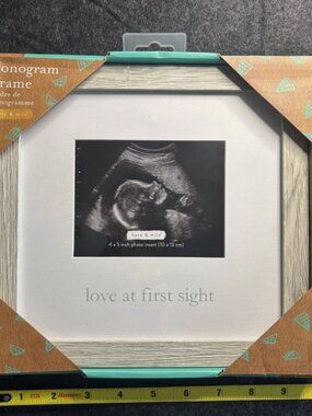 Kate & Milo Rustic Sonogram Picture Frame, Love at First Sight Gender-Neutral Ba